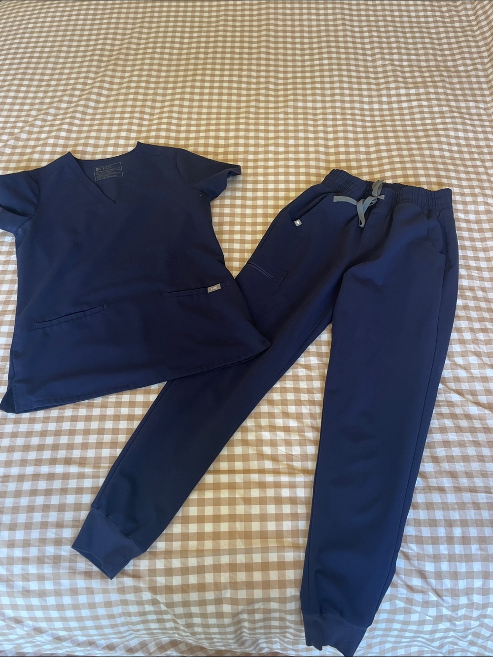Navy Women's Scrub Top & Jogger Pants Set